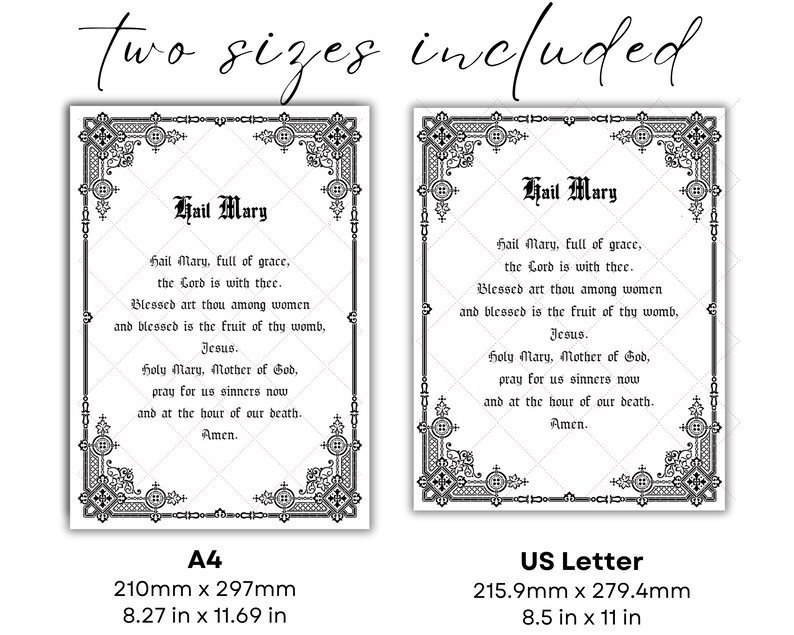 Hail Mary Printable, Catholic Printable Prayer Wall Art | Digital ...
