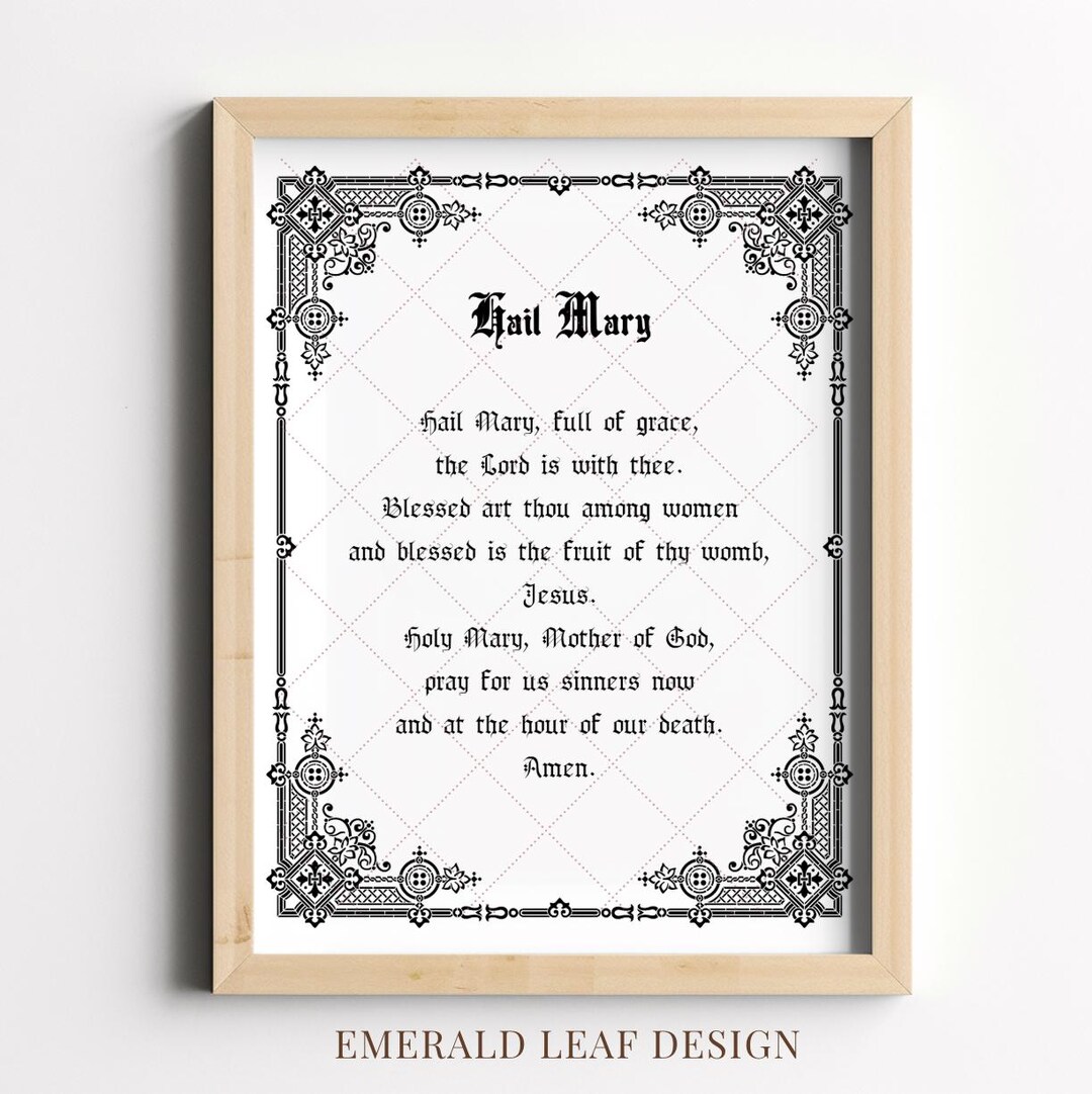 Hail Mary Printable, Catholic Printable Prayer Wall Art | Digital ...