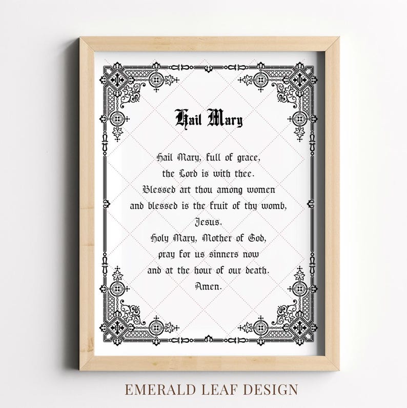 Hail Mary Printable, Catholic Printable Prayer Wall Art | Digital ...