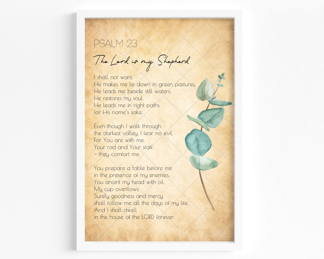 Psalm 23 Printable Wall Art, the Lord is My Shepherd Bible Verse Poster ...