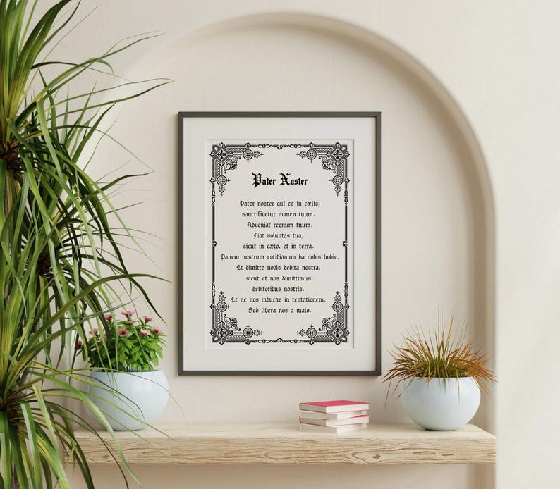 Pater Noster Latin Prayer Printable: Traditional Catholic Wall Art (PDF ...