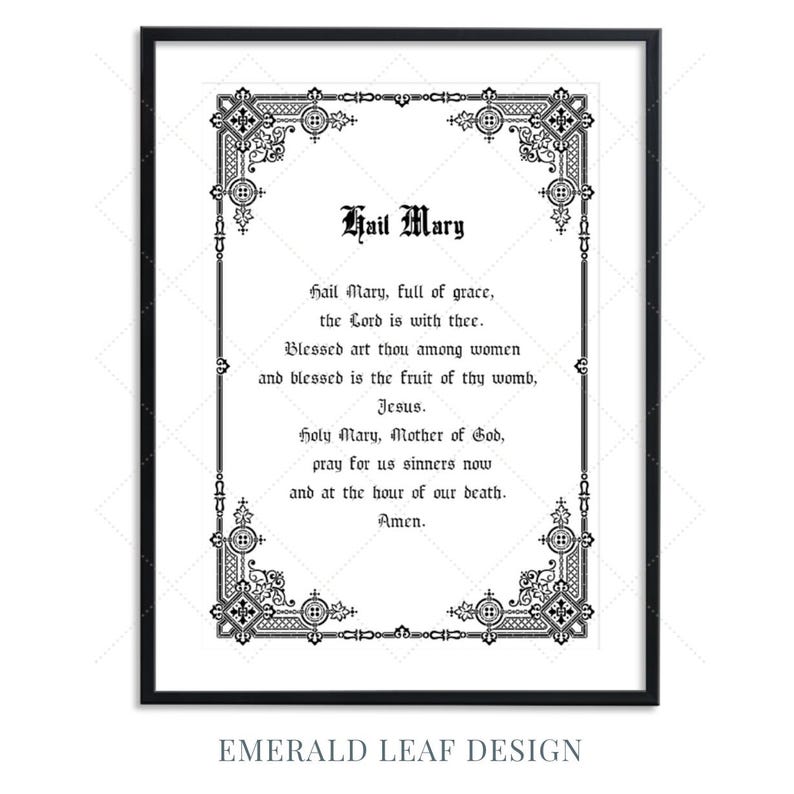 Hail Mary Printable, Catholic Printable Prayer Wall Art | Digital ...