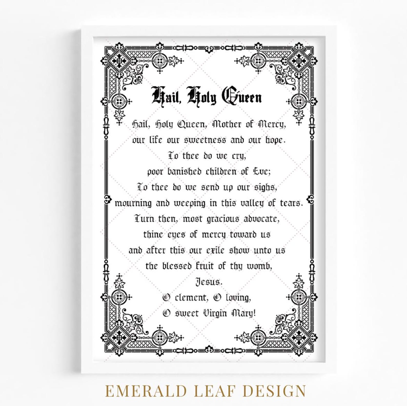 Hail Holy Queen Prayer Printable: Catholic Wall Art (digital Download ...