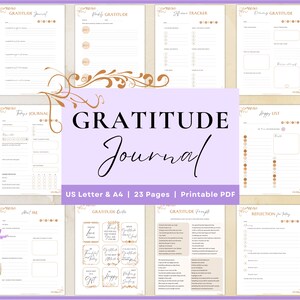 Printable Gratitude Journal | Daily Self Care Planner | Digital Wellness Journal | Instant Download PDF, 24 pages | Mindfulness Gift for Her