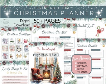 Printable Christmas Planner Bundle: Holiday Organizer, Gift, Budget & Party Planner (PDF Download)