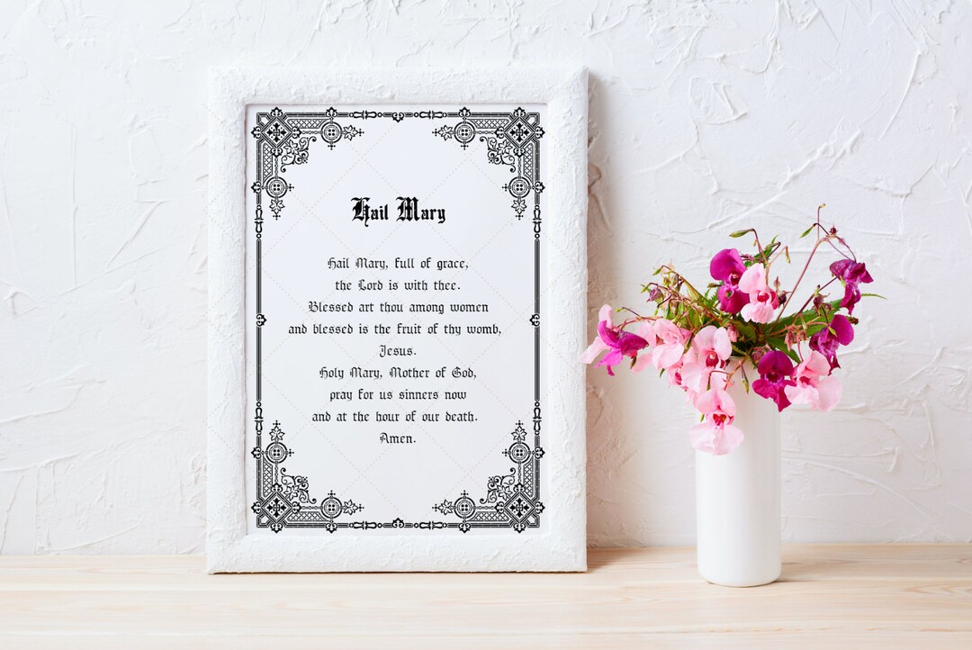 Hail Mary Printable, Catholic Printable Prayer Wall Art | Digital ...