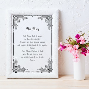 Hail Mary Printable, Catholic Printable Prayer Wall Art | Digital Download