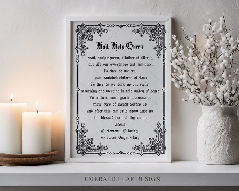 Hail Holy Queen Prayer Printable: Catholic Wall Art (digital Download ...