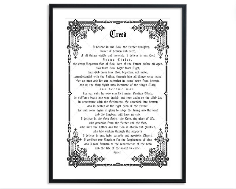 Creed Printable Prayer | Nicene Creed Wall Art | Instant Download Pdf ...