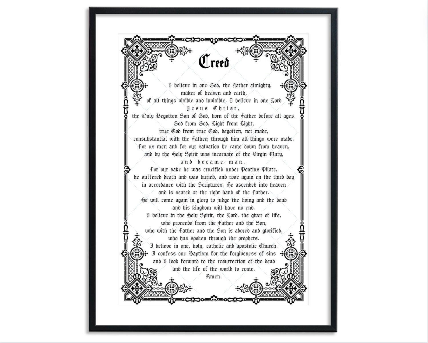 Creed Printable Prayer | Nicene Creed Wall Art | Instant Download Pdf ...