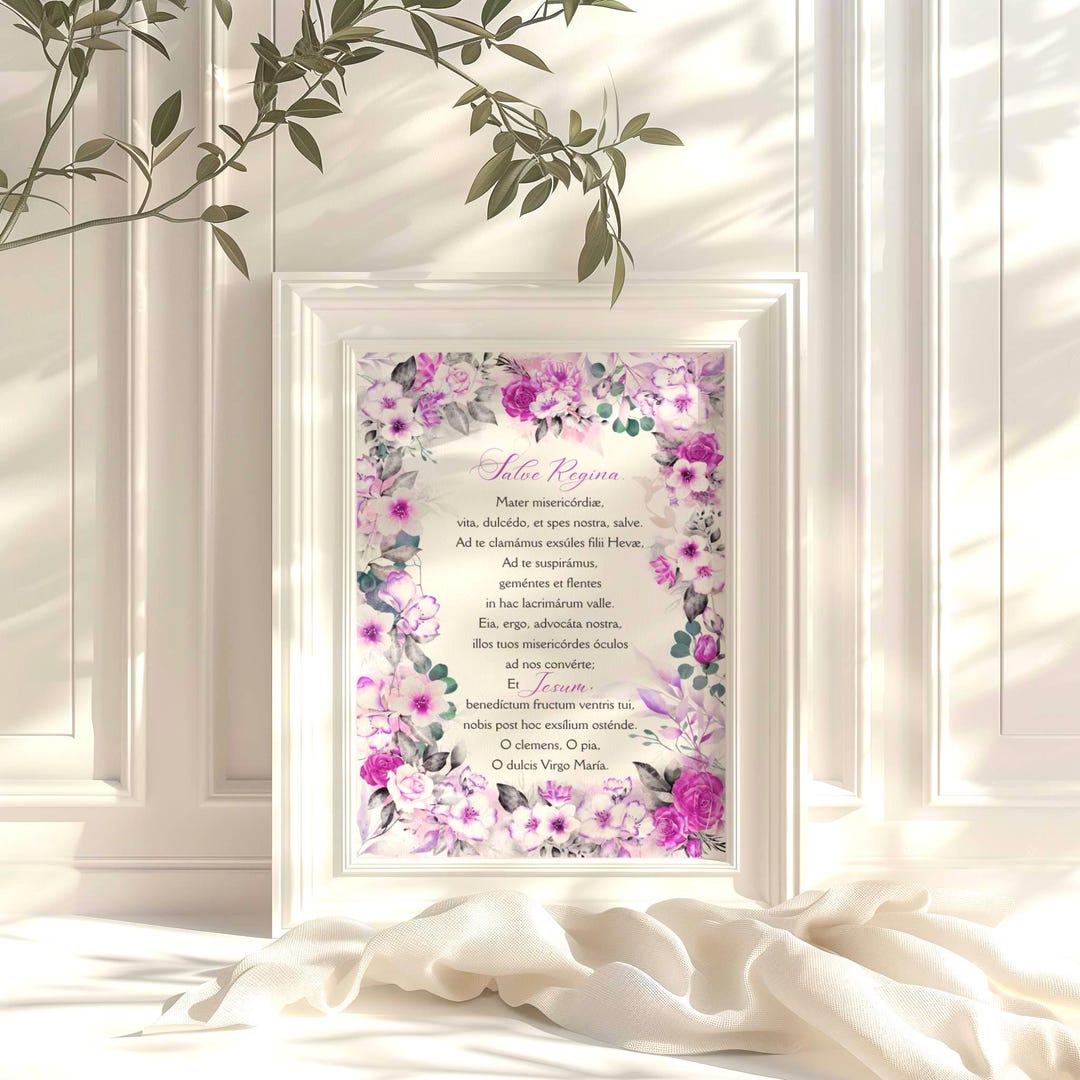 Salve Regina Prayer Latin: Catholic Wall Art Print, Hail Holy Marian ...