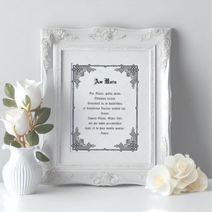 Ave Maria Printable Prayer | Hail Mary in Latin | Traditional Catholic Wall Art | Latin Mass | Digital Download