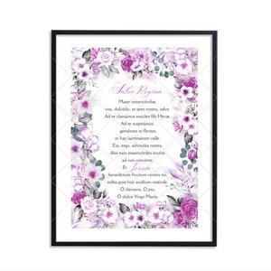 Salve Regina Catholic Printable Prayer, Hail Holy Queen in Latin | Catholic Wall Art | Latin Mass | Digital Download