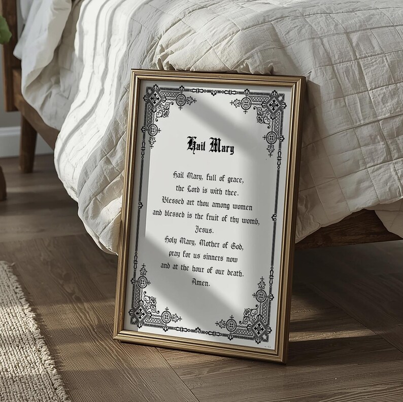 Hail Mary Printable, Catholic Printable Prayer Wall Art | Digital ...