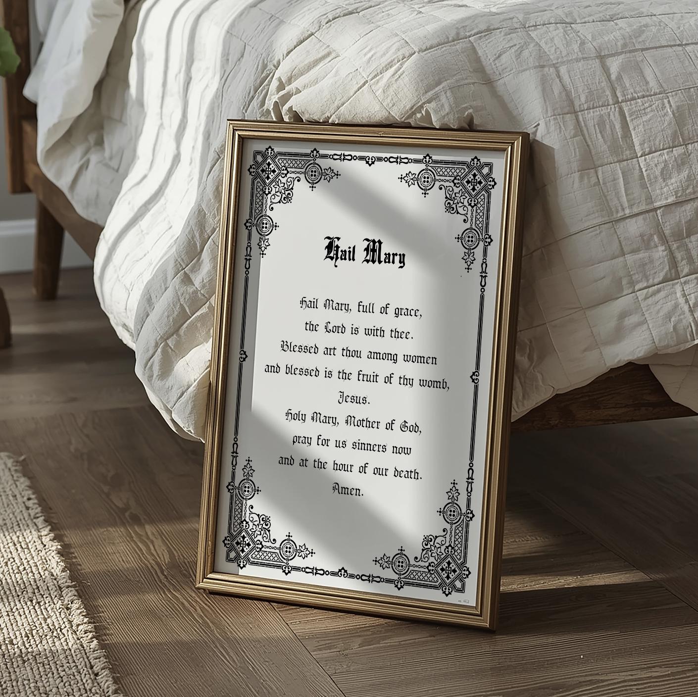 Hail Mary Printable, Catholic Printable Prayer Wall Art | Digital ...