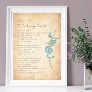 Rustic The Lord is My Shepherd Printable Poster | Psalm 23 Antique Style Art | Christian Wall Art | Pdf Download