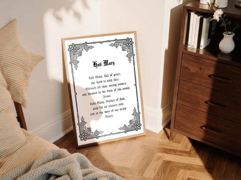 Hail Mary Printable, Catholic Printable Prayer Wall Art | Digital ...