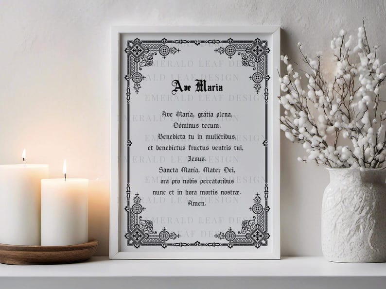 Ave Maria Latin Prayer Printable: Catholic Wall Art (digital Download ...