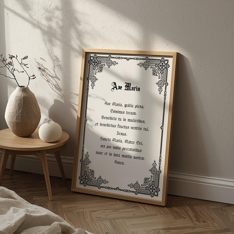 Ave Maria Latin Prayer Printable: Catholic Wall Art (digital Download ...