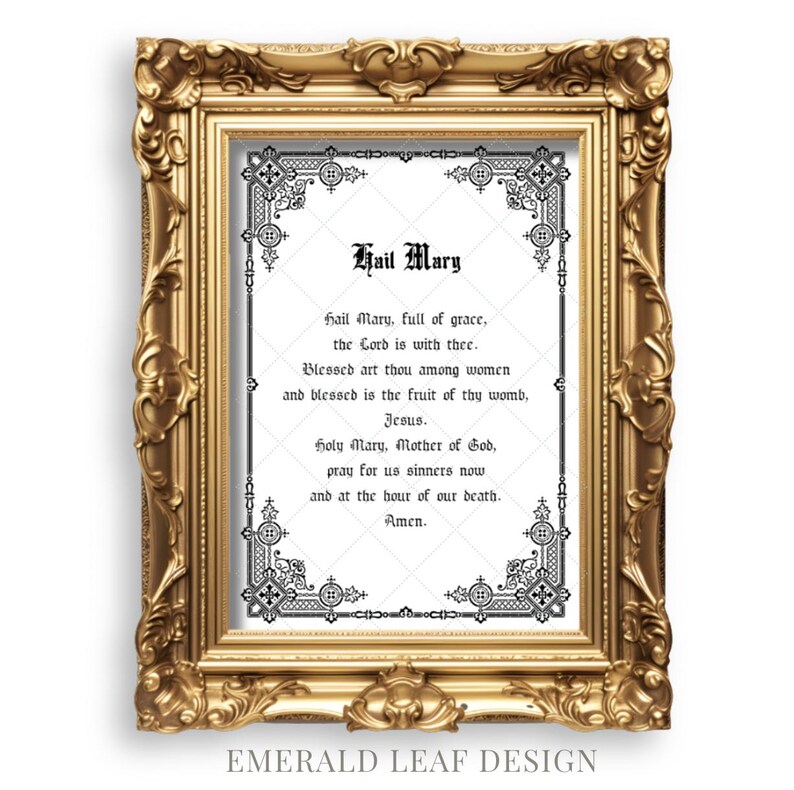 Hail Mary Printable, Catholic Printable Prayer Wall Art | Digital ...