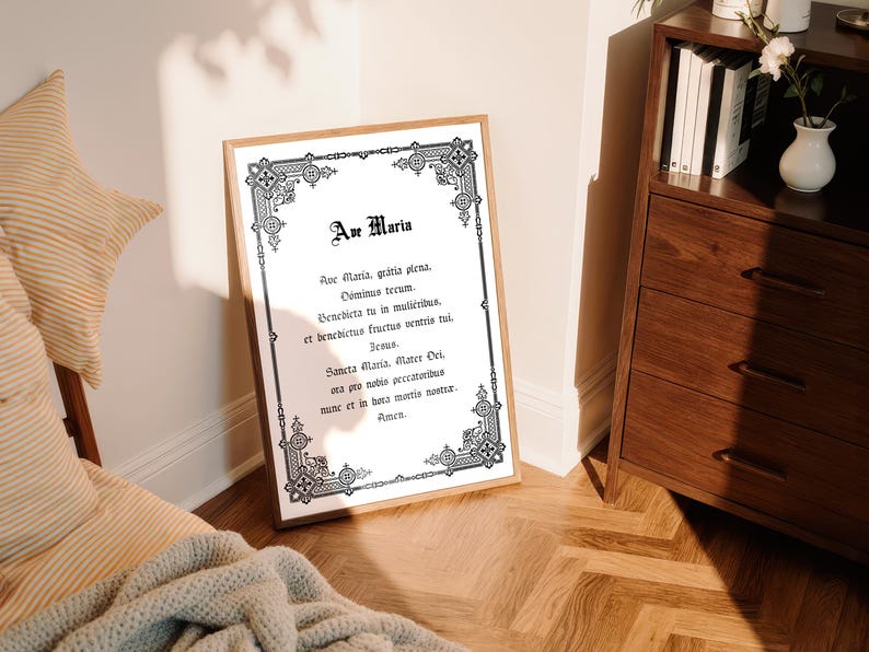 Ave Maria Latin Prayer Printable: Catholic Wall Art (digital Download ...