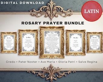 Latin Prayer Art Prints Set: Catholic Rosary Prayers Bundle (Digital Download) TLM2