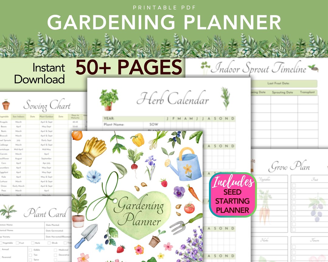 Printable Gardening Planner PDF | Garden Journal With Seed Starting Log ...