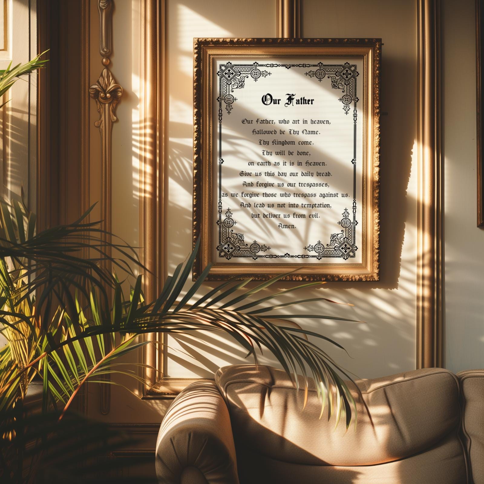 Our Father Printable Prayer | Lord's Prayer Wall Art | Christian Home ...
