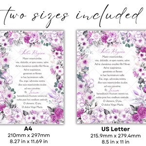 Salve Regina Prayer Latin: Floral Catholic Wall Art Print, Hail Holy ...