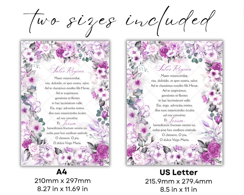 Salve Regina Prayer Latin: Floral Catholic Wall Art Print, Hail Holy ...