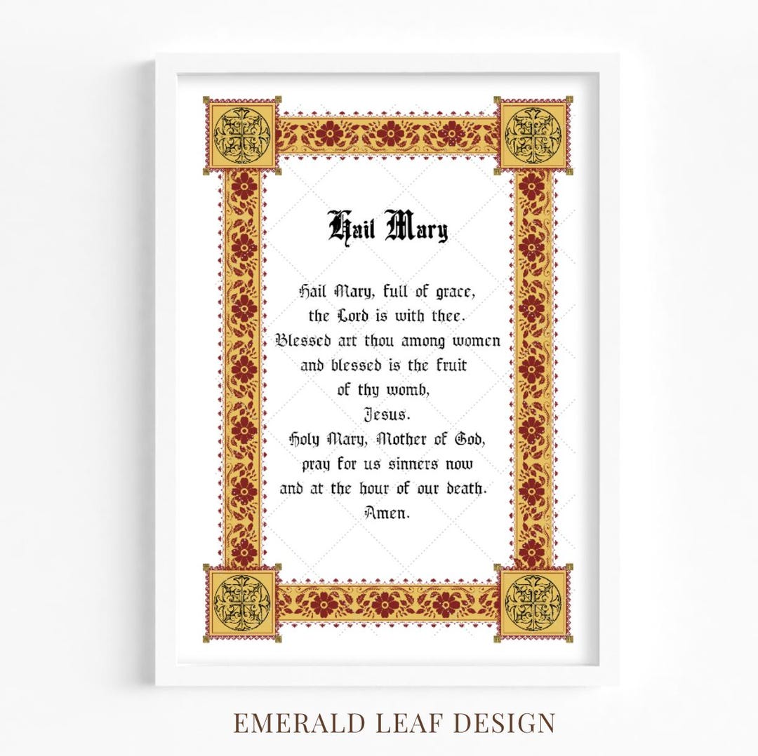 Hail Mary Printable, Catholic Printable Prayer Wall Art | Digital ...
