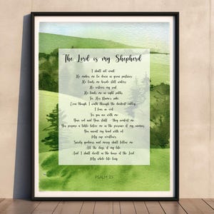 The Lord is My Shepherd Printable Wall Art | Psalm 23 | Christian Wall Art | Christian Gift | Bible Verse Printable | Instant download pdf