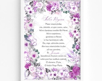 Salve Regina (hail Holy Queen) Latin Catholic Prayer Card / Printable ...