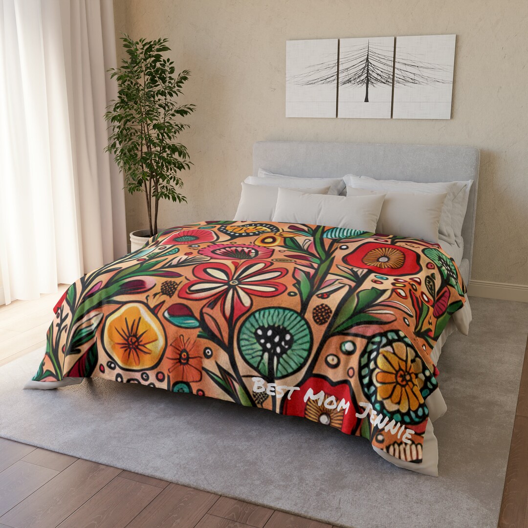 Personalised Flower Throw Blanket, Soft Blanket, Fleece, Blanket Throw