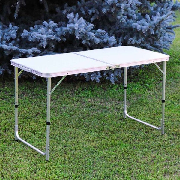 Table pliante en aluminium avec plateau en MDF pour pique-nique, dimension 120 x 60 cm
