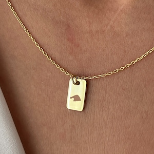 Santa Hat Tag Necklace: 925 Silver, 14K Gold Plated Xmas Jewelry