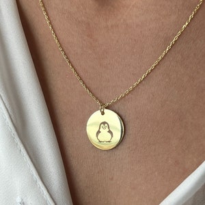 Collana con pinguino • Gioielli in argento 925 • Collana di Natale • Placcato in oro 14K • Gioielli con animali polari • Ciondolo per uomo • Regalo di Natale per bambini