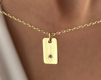 Spider Necklace: 925 Silver, 14K Gold Plated, Bug Jewelry