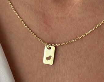 Chick Necklace • 925 Silver Jewelry • Funny Necklace • 14K Gold Plated • Minimalist Jewelry • Pendant for Farmer • Farm Animal Gifts