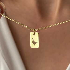 Goose Necklace • 925 Silver Jewelry • Farm Necklace • 14K Gold Plated • Minimalist Jewelry • Pendant for Farmer • Farm Animal Gifts