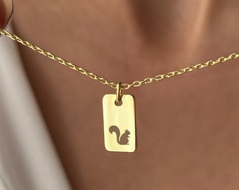 Squirrel Necklace • 925 Silver Jewelry • Chipmunk Necklace • 14K Gold Plated • Minimalist Jewelry • Jewelry for Daughter • Forest Gifts