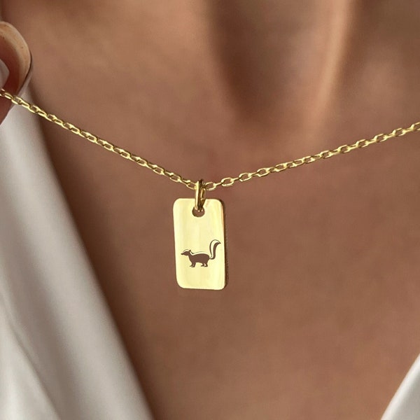 Skunk Necklace • 925 Silver Jewelry • Funny Necklace • 14K Gold Plated • Minimalist Jewelry • Pendant for Farmer • Wild Forest Gifts