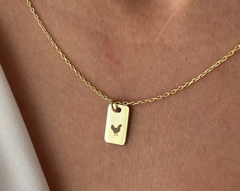 Chicken Necklace • 925 Silver Jewelry • Funny Necklace • 14K Gold Plated • Minimalist Jewelry • Pendant for Farmer • Farm Animal Gifts