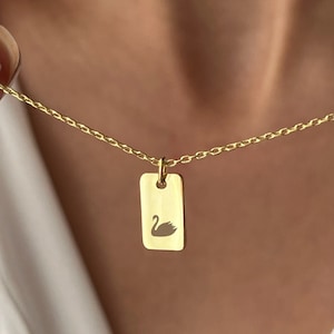 Swan Necklace • 925 Silver Jewelry • Elegant Necklace • 14K Gold Plated • Minimalist Jewelry • Pendant for Ballerina • Ballet Gift