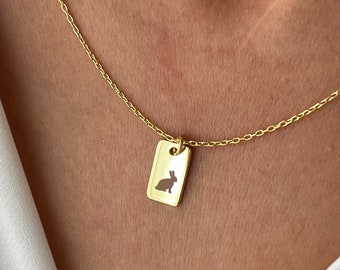 Bunny Necklace • 925 Silver Jewelry • Pet Necklace • 14K Gold Plated • Minimalist Jewelry • Rabbit Pendant • Christmas Gift for Kids