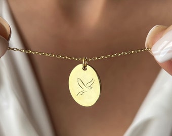 Bird Necklace: 925 Sterling Silver, 14K Gold Plated Pendant