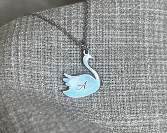 Swan Necklace • 925 Silver Personalizable Jewelry • Lake Jewelry • 14K Gold Plated • Bird Jewelry • Christmas Gift for Daughter