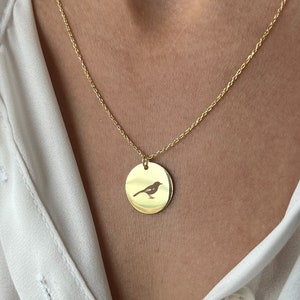 Mockingbird Necklace: 925 Silver Bird Pendant, 14K Gold Plated