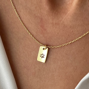 Paw Necklace • 925 Silver Jewelry • Pet Necklace • 14K Gold Plated • Minimalist Cat Jewelry • Pendant for Dog Lovers • Jewelry Gift for Kids
