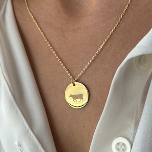 Cow Necklace • 925 Silver Jewelry • Farm Necklace • 14K Gold Plated • Minimalist Jewelry • Pendant for Farmer • Farm Animal Gifts